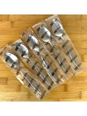 Ekco Eterna Balboa 5 Teaspoons Stainless Steel Geometric Pattern Flatware NEW